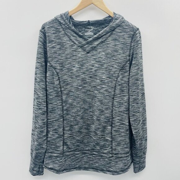Exertek Womens Size Large Spacedye Printed Fleece Lined Hooded Sweatshirt Gray - Picture 1 of 4